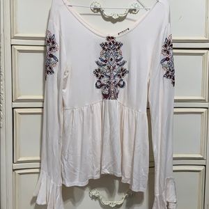 Cute Embroidered Long Sleeve Top
